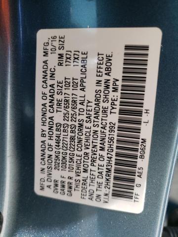 Photo 10 from auction – 2016 HONDA CR-V SE with VIN 2HKRM3H47GH561992