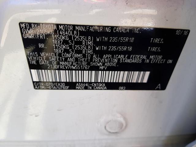 Photo 10 from auction – 2017 TOYOTA RAV4 with VIN 2T3DFREV7HW551767