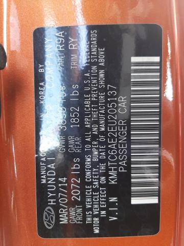 Photo 10 from auction – 2014 HYUNDAI VELOSTER T with VIN KMHTC6AE2EU205137