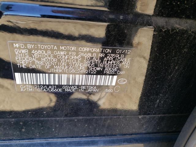 Photo 10 from auction – 2012 LEXUS ES 350 with VIN JTHBK1EG8C2492122
