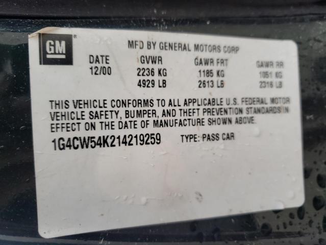 Photo 10 from auction – 2001 BUICK PARK AVENU with VIN 1G4CW54K214219259