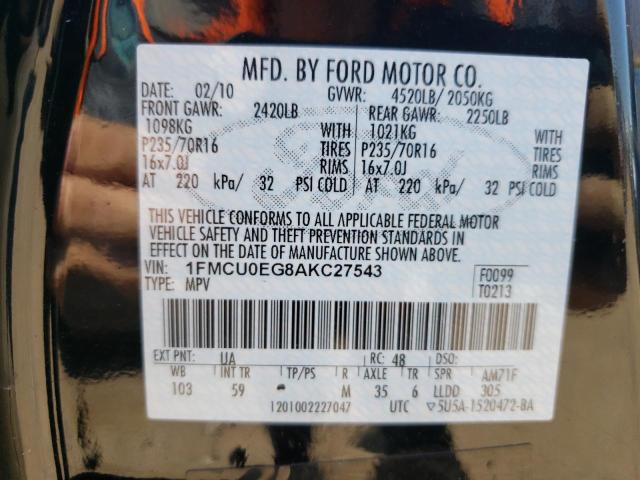 Photo 10 from auction – 2010 FORD ESCAPE LIM with VIN 1FMCU0EG8AKC27543