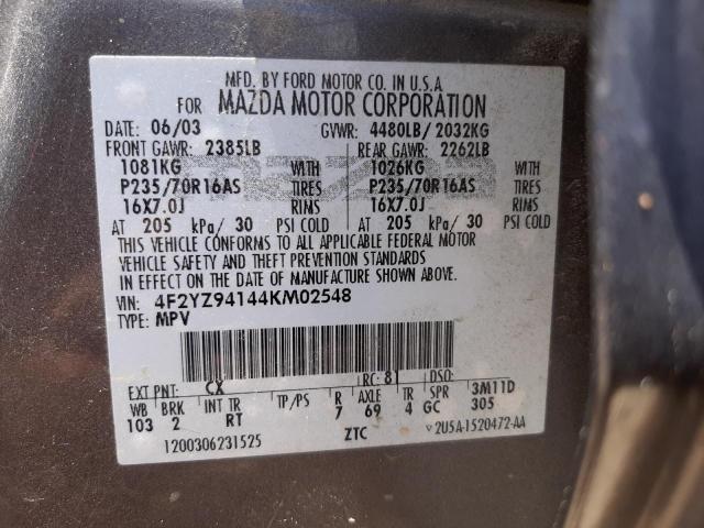 Photo 10 from auction – 2004 MAZDA TRIBUTE LX with VIN 4F2YZ94144KM02548