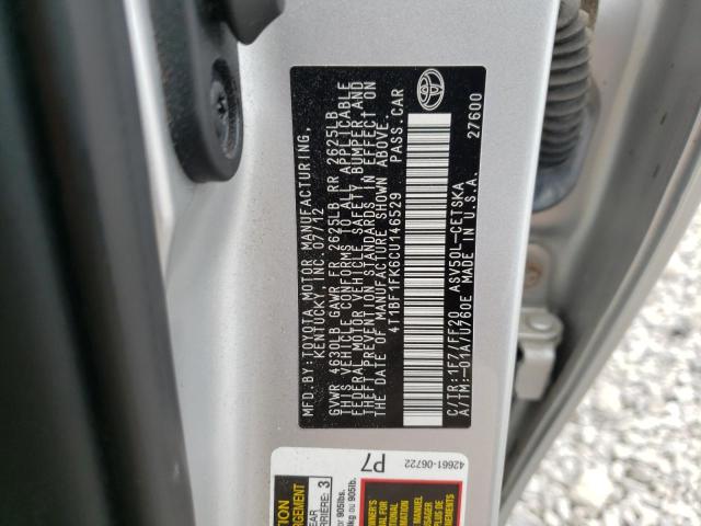 Photo 10 from auction – 2012 TOYOTA CAMRY with VIN 4T1BF1FK6CU146529