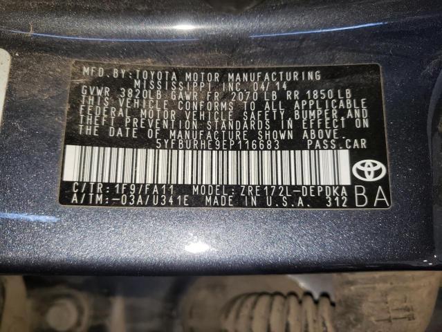 Photo 10 from auction – 2014 TOYOTA COROLLA L with VIN 5YFBURHE9EP116683