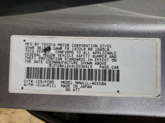 Photo 10 from auction – 2001 TOYOTA PRIUS with VIN JT2BK12U410038415