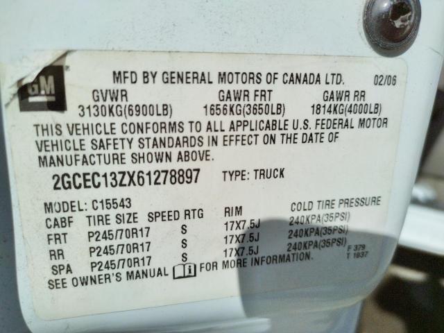 Photo 10 from auction – 2006 CHEVROLET SILVERADO with VIN 2GCEC13ZX61278897
