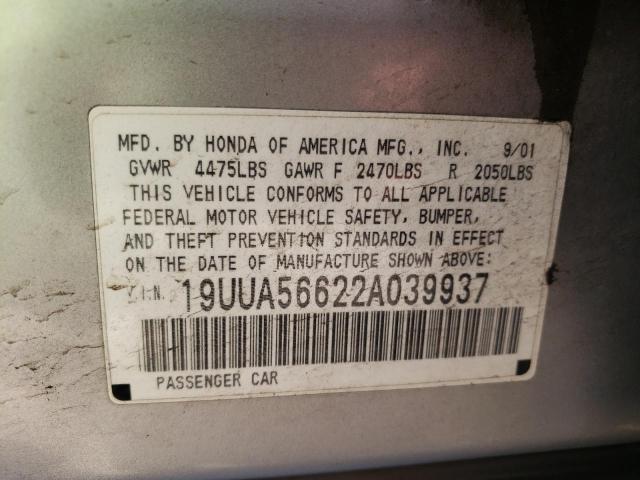 Photo 10 from auction – 2002 ACURA 3.2TL with VIN 19UUA56622A039937