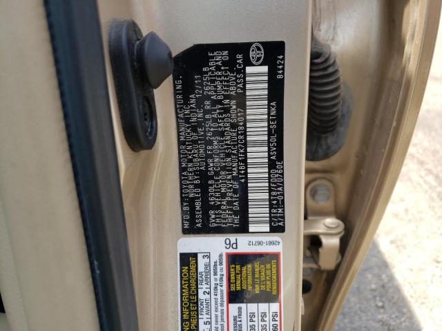 Photo 10 from auction – 2012 TOYOTA CAMRY BASE with VIN 4T4BF1FK7CR184017