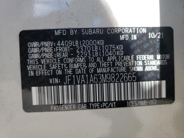 Photo 10 from auction – 2021 SUBARU WRX with VIN JF1VA1A63M9822665