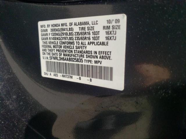 Photo 10 from auction – 2010 HONDA ODYSSEY EX with VIN 5FNRL3H64AB025835