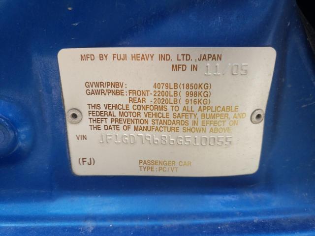 Photo 10 from auction – 2006 SUBARU IMPREZA WR with VIN JF1GD79686G510055
