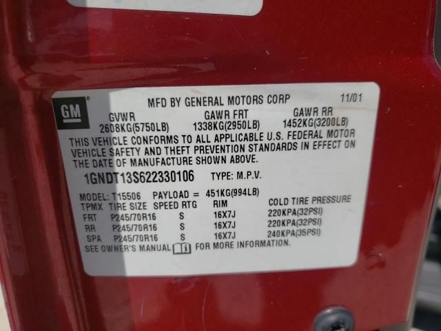 Photo 10 from auction – 2002 CHEVROLET TRAILBLAZE with VIN 1GNDT13S622330106