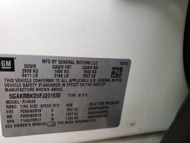 Photo 10 from auction – 2015 BUICK ENCLAVE with VIN 5GAKRBKD9FJ201636