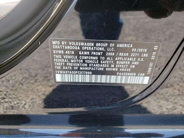 Photo 10 from auction – 2015 VOLKSWAGEN PASSAT S with VIN 1VWAS7A33FC077899