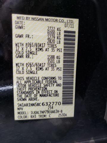 Photo 10 from auction – 2011 NISSAN PATHFINDER with VIN 5N1AR1NN5BC632770