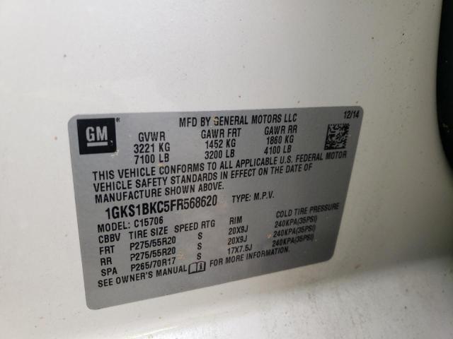 Photo 10 from auction – 2015 GMC YUKON SLT with VIN 1GKS1BKC5FR568620