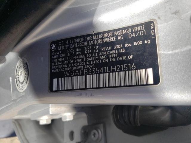 Photo 10 from auction – 2001 BMW X5 4.4I with VIN WBAFB33541LH21516
