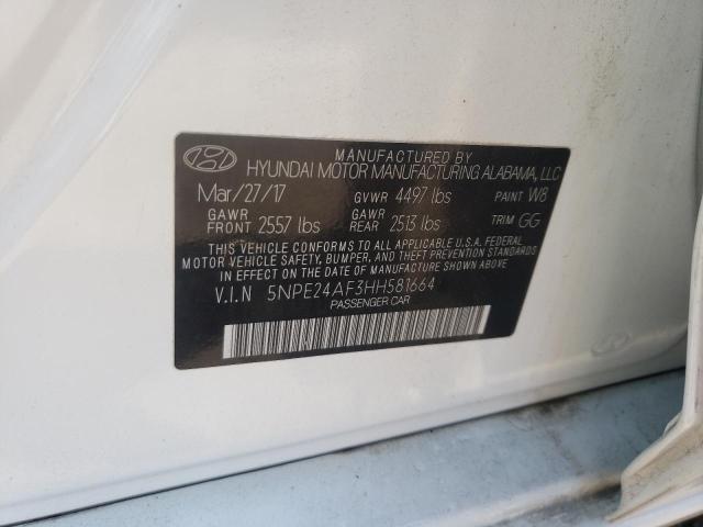Photo 10 from auction – 2017 HYUNDAI SONATA SE with VIN 5NPE24AF3HH581664