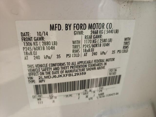 Photo 10 from auction – 2015 LINCOLN MKX with VIN 2LMDJ6JKXFBL29359
