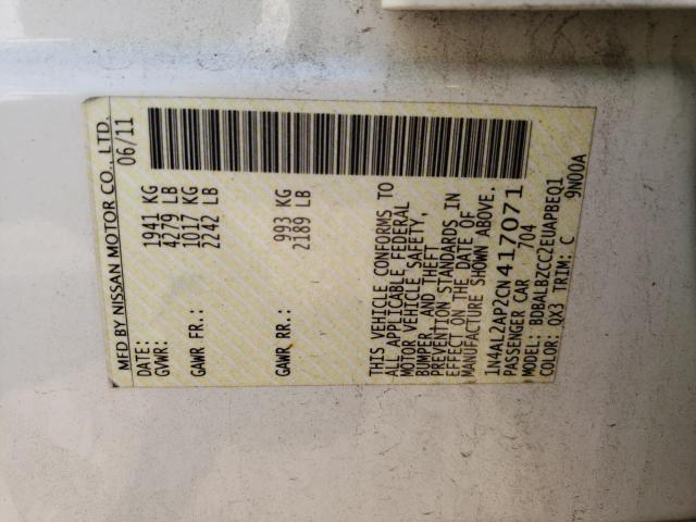 Photo 10 from auction – 2012 NISSAN ALTIMA BAS with VIN 1N4AL2AP2CN417071