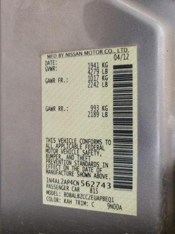 Photo 10 from auction – 2012 NISSAN ALTIMA with VIN 1N4AL2AP4CN562743