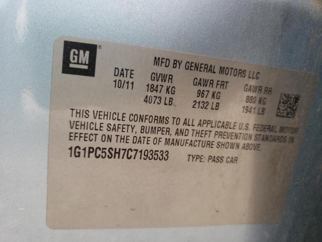 Photo 10 from auction – 2012 CHEVROLET CRUZE LS with VIN 1G1PC5SH7C7193533