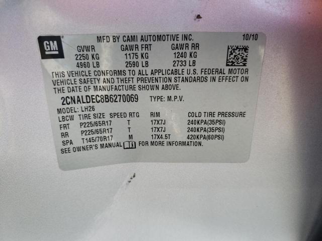 Zdjęcie 10 z aukcji – 2011 CHEVROLET EQUINOX LT z VIN 2CNALDEC8B6270069