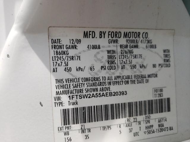Photo 10 from auction – 2010 FORD F250 SUPER with VIN 1FTSW2A55AEB20393
