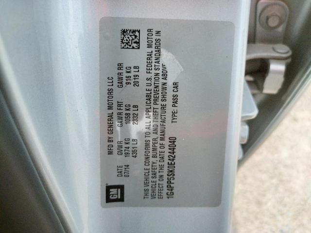 Photo 10 from auction – 2014 BUICK VERANO with VIN 1G4PP5SK0E4244040