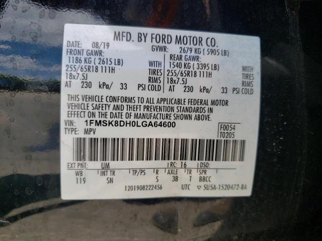 Photo 10 from auction – 2020 FORD EXPLORER X with VIN 1FMSK8DH0LGA64600