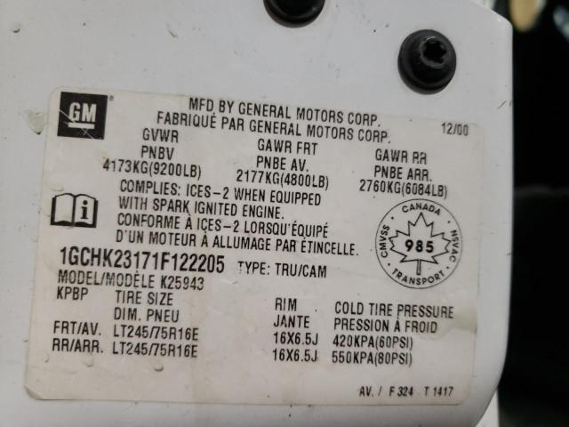 Photo 10 from auction – 2001 CHEVROLET SILVERADO with VIN 1GCHK23171F122205