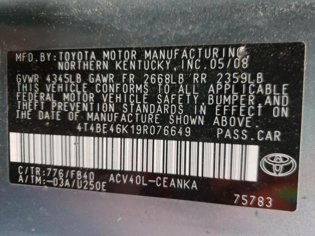 Photo 10 from auction – 2009 TOYOTA CAMRY BASE with VIN 4T4BE46K19R076649