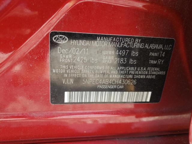 Photo 10 from auction – 2012 HYUNDAI SONATA SE with VIN 5NPEC4AB4CH430626