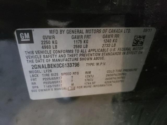 Photo 10 from auction – 2012 CHEVROLET EQUINOX LS with VIN 2GNALBEK0C6133796
