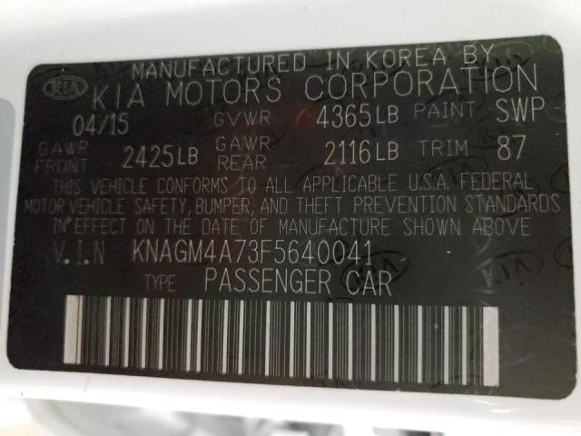 Photo 10 from auction – 2015 KIA OPTIMA LX with VIN KNAGM4A73F5640041