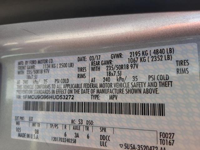 Photo 10 from auction – 2017 FORD ESCAPE SE with VIN 1FMCU9G96HUD53272