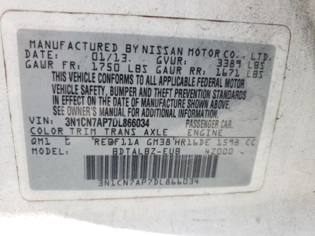 Photo 10 from auction – 2013 NISSAN VERSA S with VIN 3N1CN7AP7DL866034