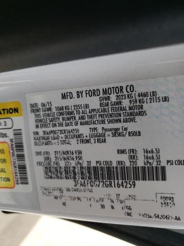 Photo 10 from auction – 2016 FORD FUSION S with VIN 3FA6P0G72GR164259