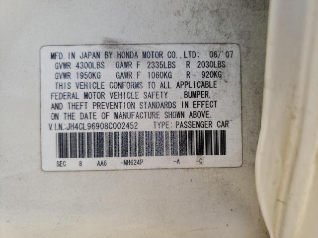 Photo 10 from auction – 2008 ACURA TSX with VIN JH4CL96908C002452