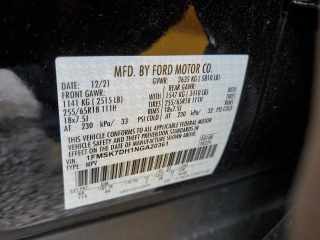 Zdjęcie 10 z aukcji – 2022 FORD EXPLORER X z VIN 1FMSK7DH1NGA20361