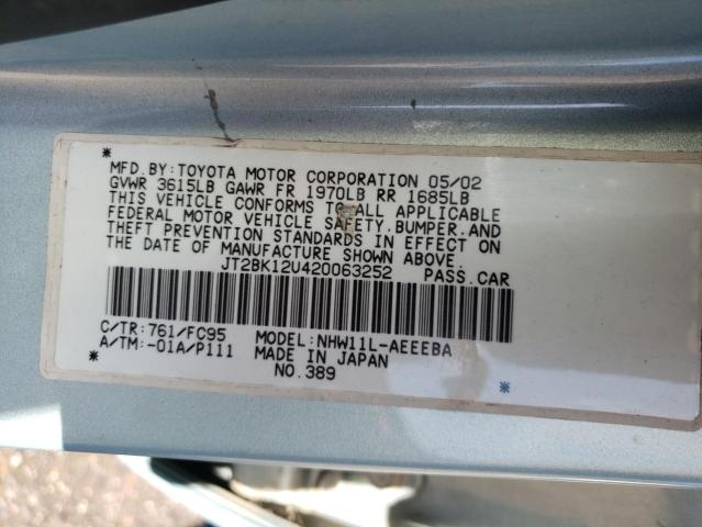 Photo 10 from auction – 2002 TOYOTA PRIUS with VIN JT2BK12U420063252