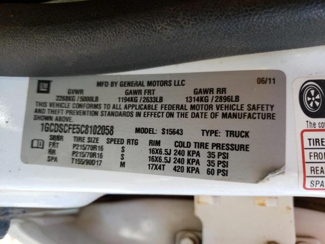 Photo 10 from auction – 2012 CHEVROLET COLORADO L with VIN 1GCDSCFE5C8102058