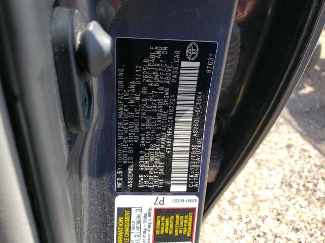 Photo 10 from auction – 2012 TOYOTA CAMRY BASE with VIN 4T4BF1FK5CR187224