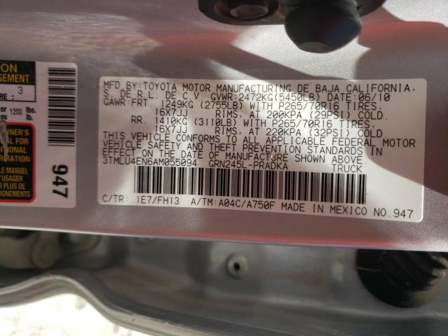Photo 10 from auction – 2010 TOYOTA TACOMA DOU with VIN 3TMLU4EN6AM055094