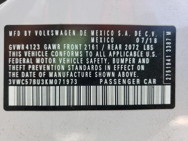 Photo 10 from auction – 2019 VOLKSWAGEN JETTA S with VIN 3VWC57BU3KM071973