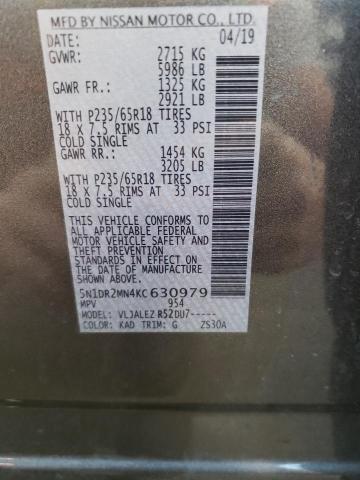 Photo 10 from auction – 2019 NISSAN PATHFINDER with VIN 5N1DR2MN4KC630979