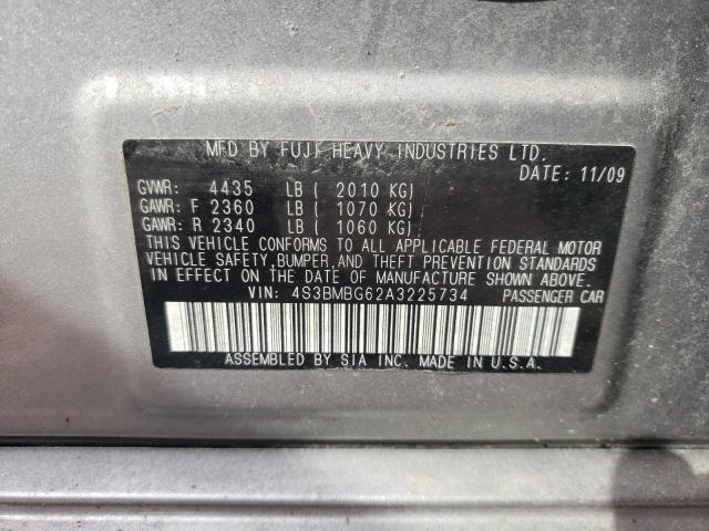 Photo 10 from auction – 2010 SUBARU LEGACY with VIN 4S3BMBG62A3225734