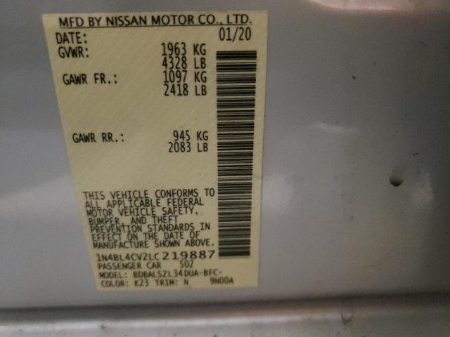 Photo 10 from auction – 2020 NISSAN ALTIMA SR with VIN 1N4BL4CV2LC219887
