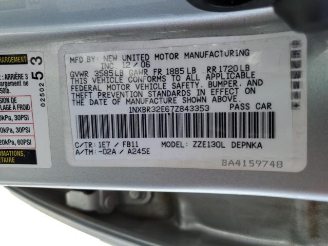 Photo 10 from auction – 2007 TOYOTA COROLLA CE with VIN 1NXBR32E67Z843353